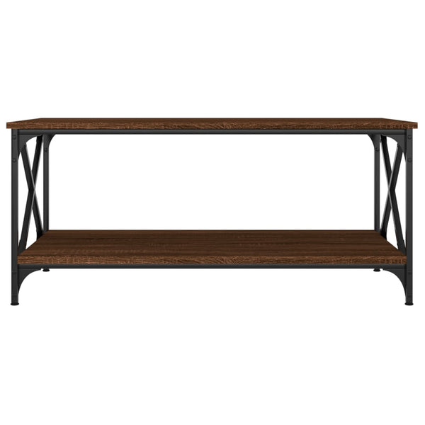 vidaXL Table basse marron aspect chêne 100x50x45 cm Bois d'ingénierie Fer