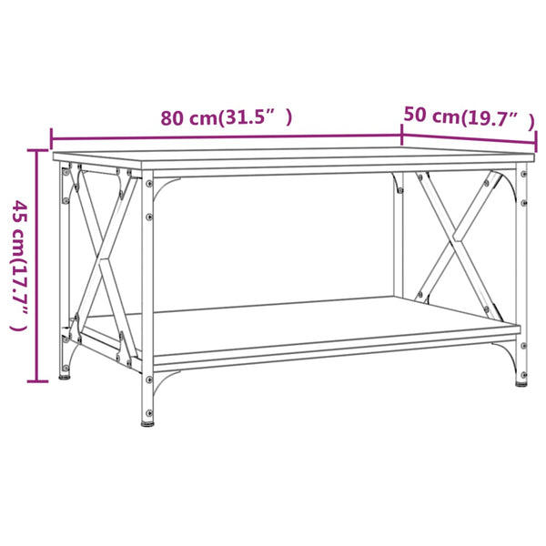 Couchtisch Braun Eichenoptik 80x50 cm