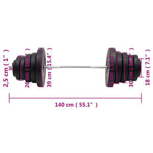 Langhantel mit Gewichten 90 kg