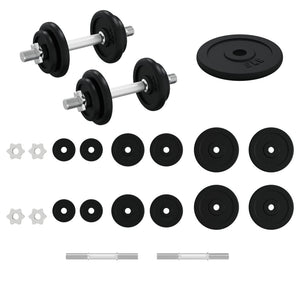 Kurzhantel mit Hantelscheiben 40 kg Gusseisen & Stahl verchromt