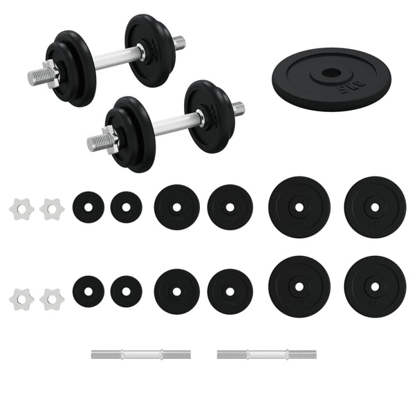 Kurzhantel mit Hantelscheiben 40 kg Gusseisen & Stahl verchromt