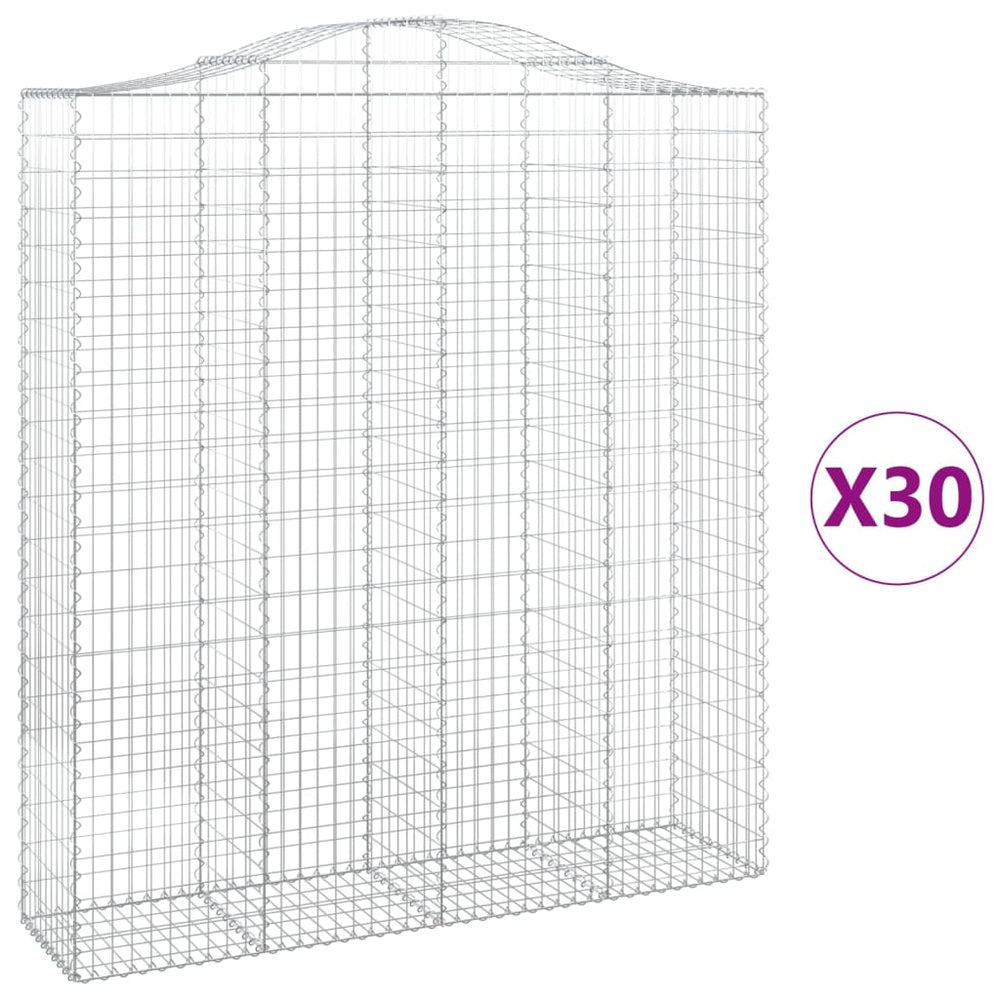 vidaXL Gabions avec arche haute 30 pcs 200x50x220/240 cm Fer galvanisé