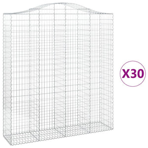 Gabionen mit Hochbogen 30Stk. 200x50x220/240cm Verzinktes Eisen