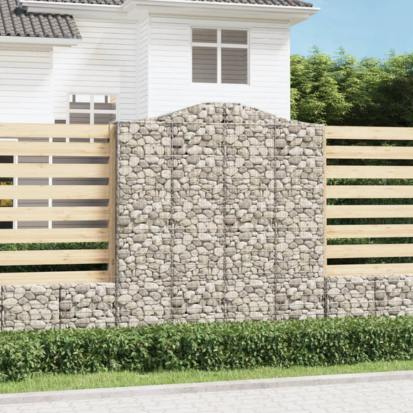 Gabionen mit Hochbogen 30Stk. 200x50x220/240cm Verzinktes Eisen