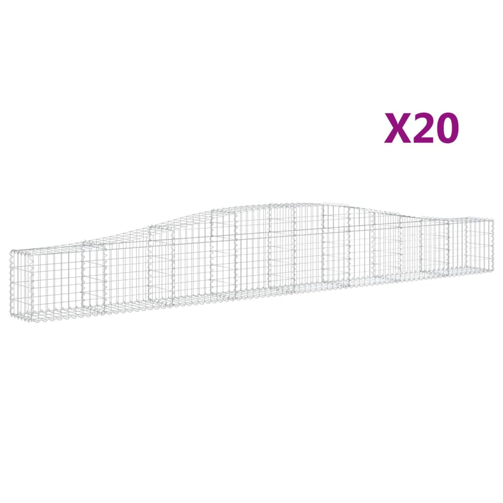 vidaXL Gabions avec arche haute 20 pcs 400x30x40/60 cm Fer galvanisé