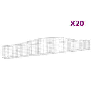 Gabionen mit Hochbogen 20 Stk. 400x30x40/60 cm Verzinktes Eisen