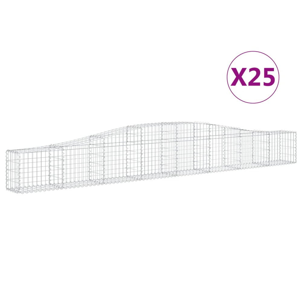 vidaXL Gabions à arc élevé 25 pcs 400x30x40/60 cm Fer galvanisé