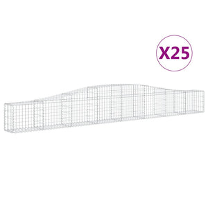 Gabionen mit Hochbogen 25 Stk. 400x30x40/60 cm Verzinktes Eisen