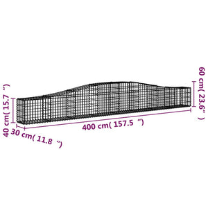 Gabionen mit Hochbogen 25 Stk. 400x30x40/60 cm Verzinktes Eisen