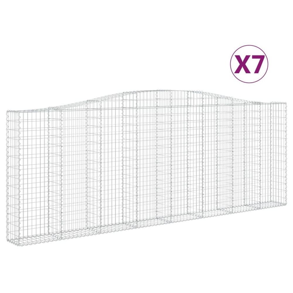 vidaXL Gabions avec arche 7 pcs 400x30x140/160cm Fer galvanisé