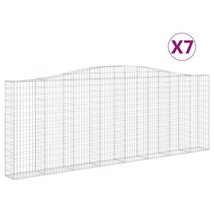 Gabionen mit Hochbogen 7 Stk. 400x30x140/160cm Verzinktes Eisen