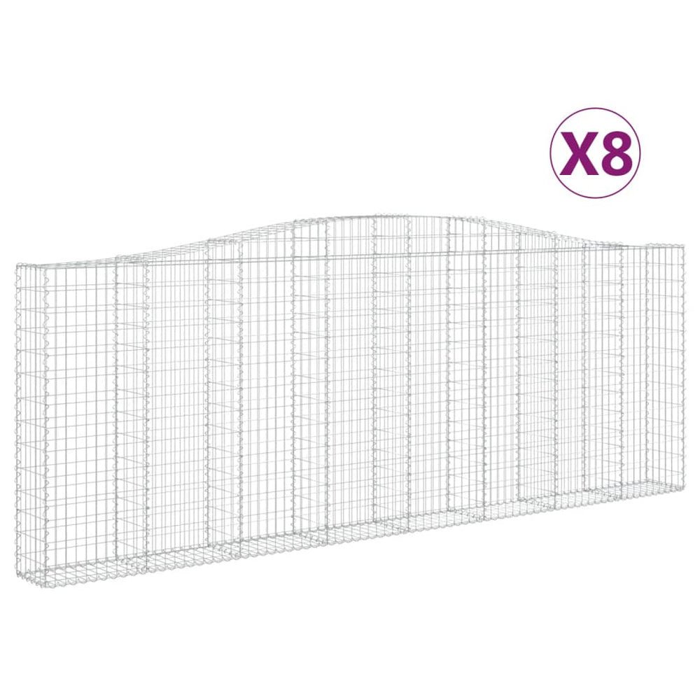 vidaXL Gabions à arche surélevée 8 pcs 400x30x140/160 cm Fer galvanisé