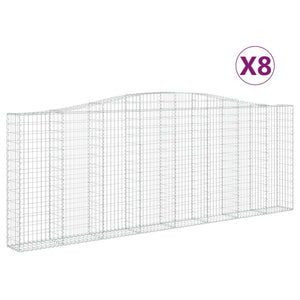 Gabionen mit Hochbogen 8 Stk. 400x30x140/160cm Verzinktes Eisen