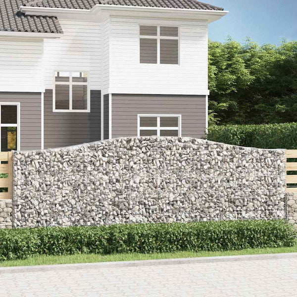 Gabionen mit Hochbogen 20Stk. 400x30x140/160cm Verzinktes Eisen