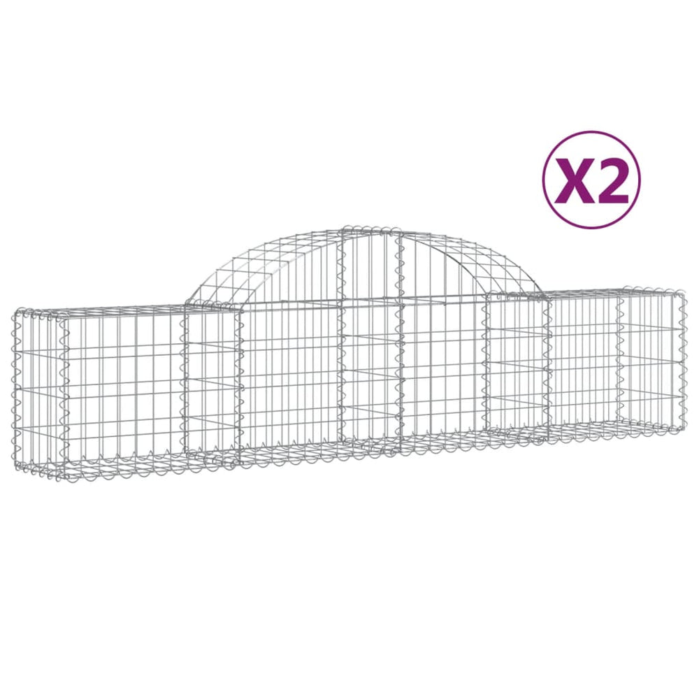vidaXL Gabion Baskets with Arched Top 2 pcs. 200x30x40/60 cm Galvanized Iron