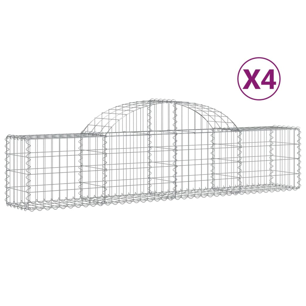 vidaXL Gabions with Arch 4 pcs 200x30x40/60 cm Galvanized Iron