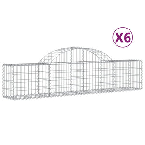 Gabionen mit Hochbogen 6 Stk. 200x30x40/60 cm Verzinktes Eisen