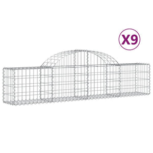 Gabionen mit Hochbogen 9 Stk. 200x30x40/60 cm Verzinktes Eisen