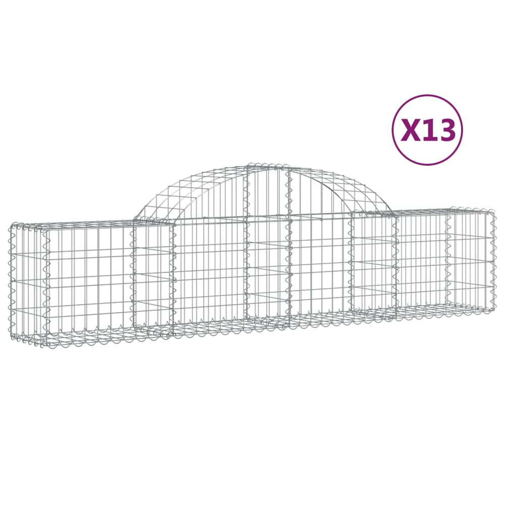 vidaXL Gabions with Arch 13 pcs 200x30x40/60 cm Galvanized Iron