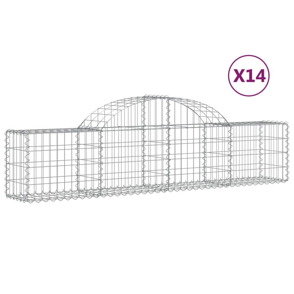 vidaXL Gabions with Arch Top 14 pcs. 200x30x40/60 cm Galvanized Iron