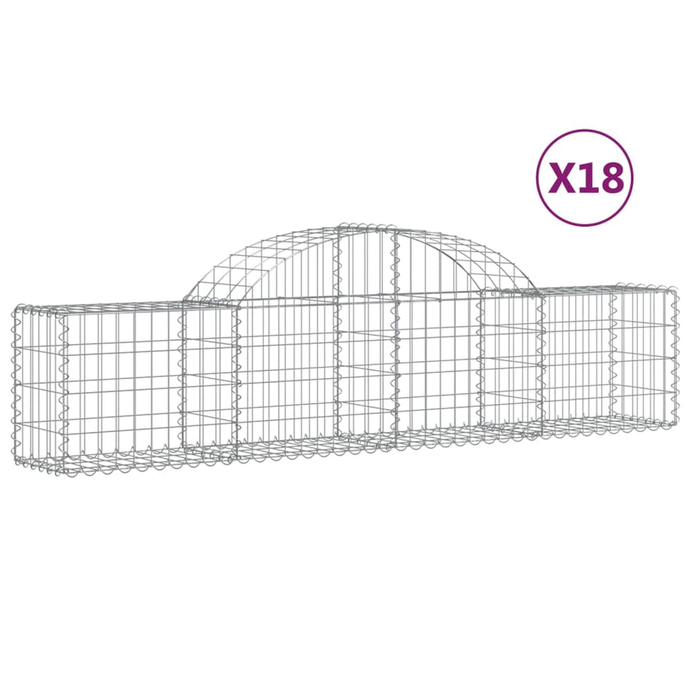 vidaXL Gabion Baskets with Arched Top 18 pcs 200x30x40/60 cm Galvanized Iron