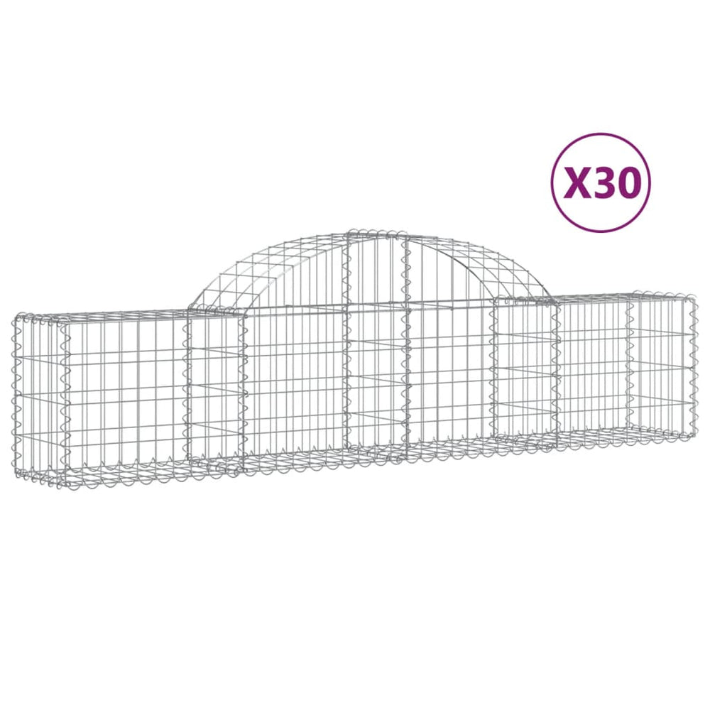 vidaXL Gabions avec arche haute 30 pcs 200x30x40/60 cm Fer galvanisé