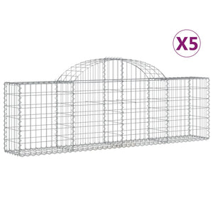 Gabionen mit Hochbogen 5 Stk. 200x30x60/80 cm Verzinktes Eisen