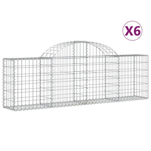 Gabionen mit Hochbogen 6 Stk. 200x30x60/80 cm Verzinktes Eisen