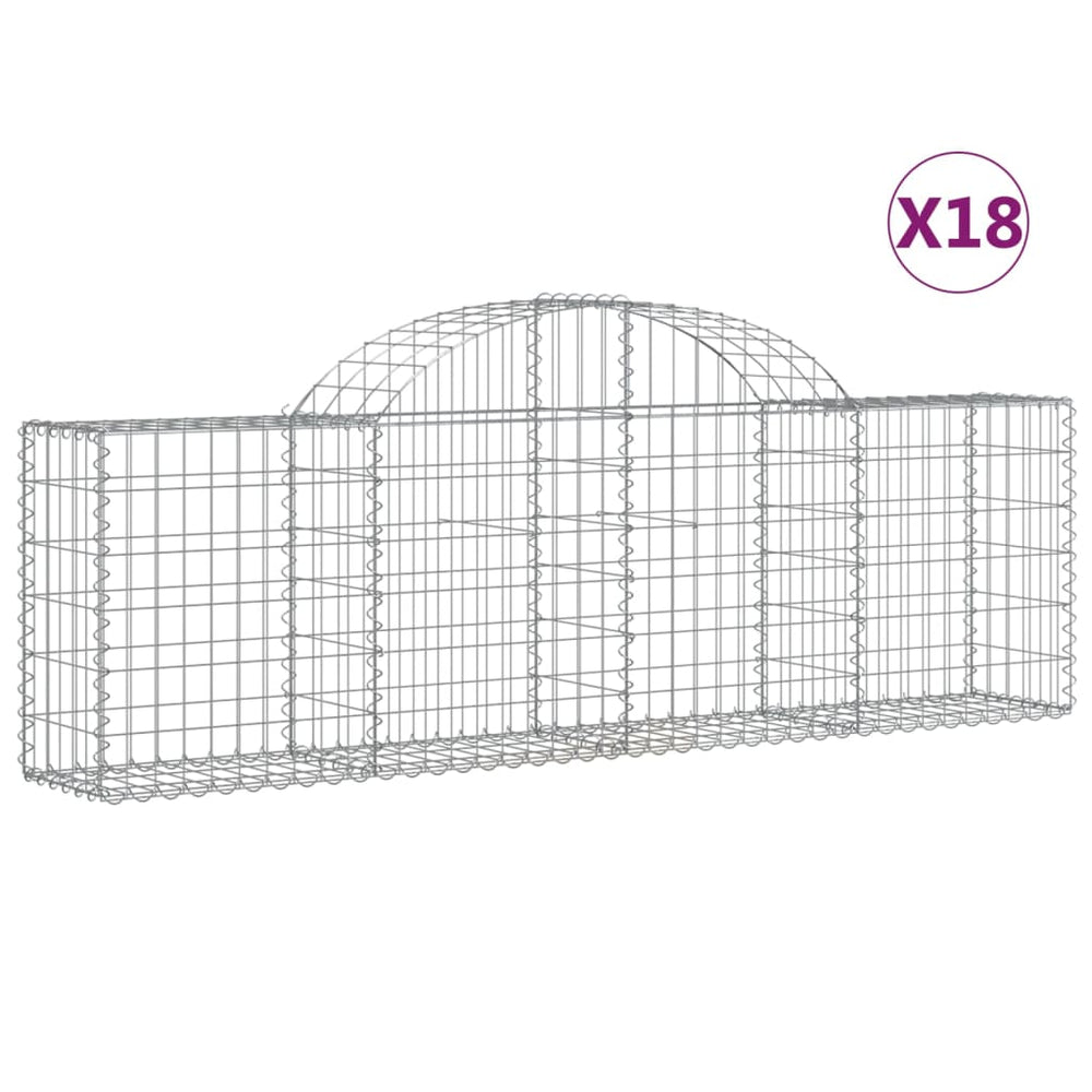 vidaXL Gabions with Arch 18 pcs. 200x30x60/80 cm Galvanized Iron