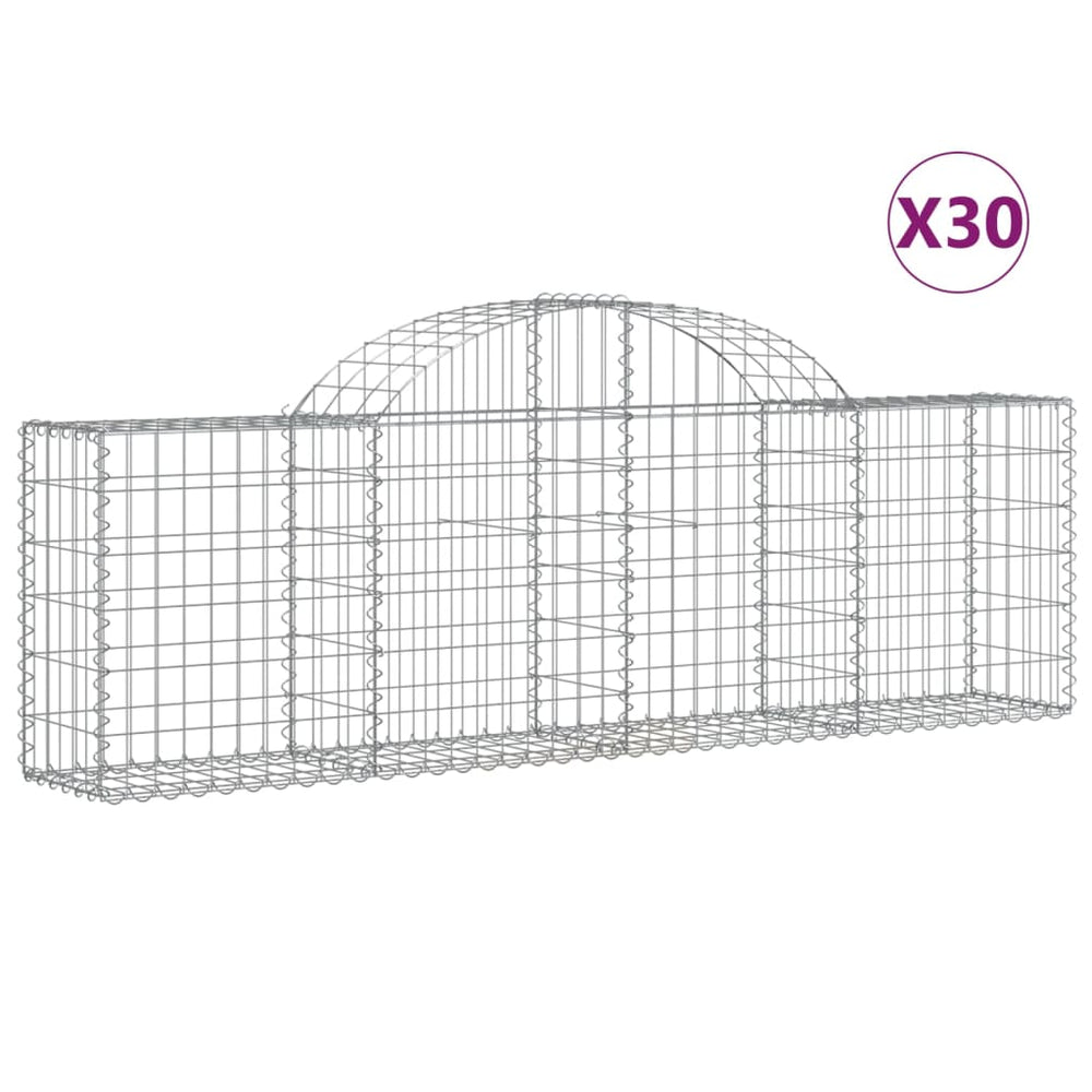 vidaXL Gabions with Arch 30 pcs. 200x30x60/80 cm Galvanized Iron