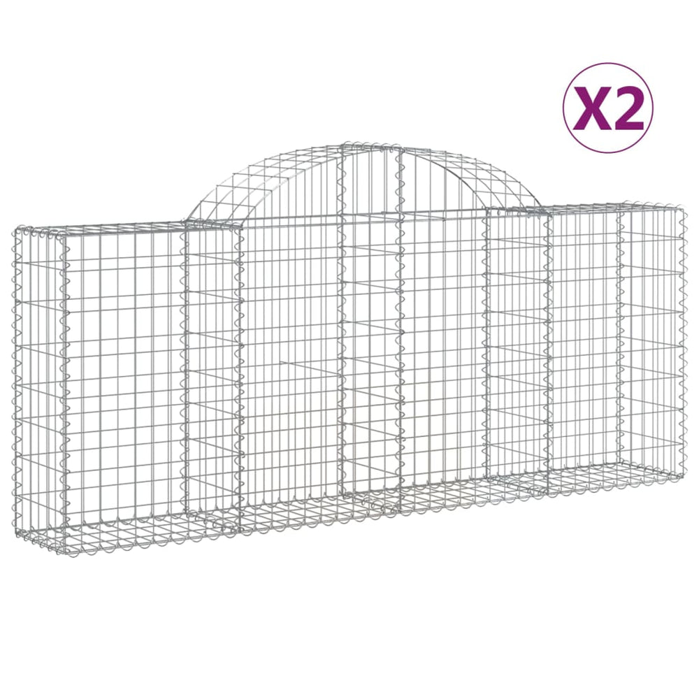 vidaXL Gabions with Arch 2 pcs. 200x30x80/100 cm Galvanized Iron