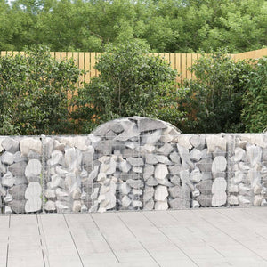 Gabionen mit Hochbogen 2 Stk. 200x30x80/100 cm Verzinktes Eisen