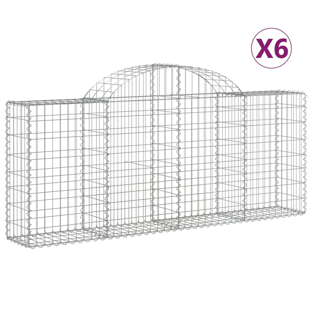 vidaXL Gabions with Arch 6 pcs. 200x30x80/100 cm Galvanized Iron