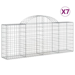 Gabionen mit Hochbogen 7 Stk. 200x30x80/100 cm Verzinktes Eisen