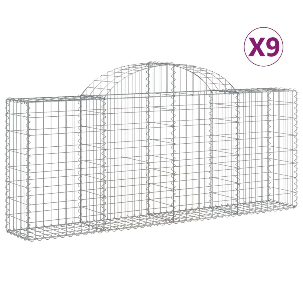 vidaXL Gabions with Arch 9 pcs. 200x30x80/100 cm Galvanised Iron