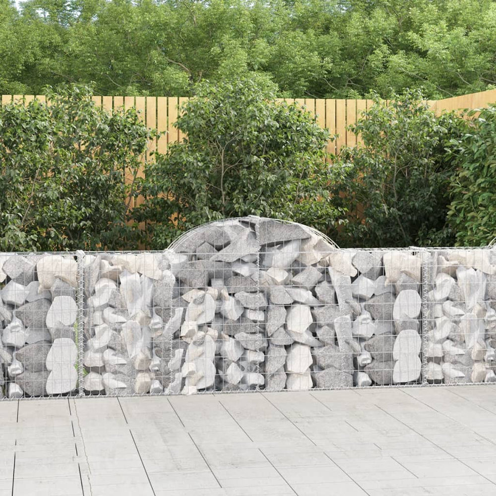 vidaXL Gabion Baskets with Arched Top 10 pcs. 200x30x80/100cm Galvanized Iron