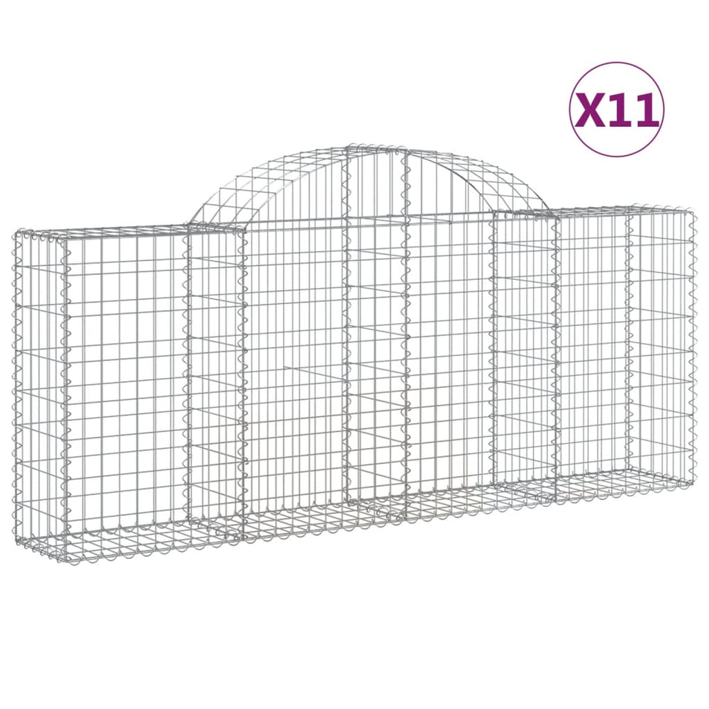 vidaXL Gabions with Arched Top 11 pcs. 200x30x80/100cm Galvanized Iron