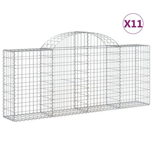 Gabionen mit Hochbogen 11 Stk. 200x30x80/100cm Verzinktes Eisen