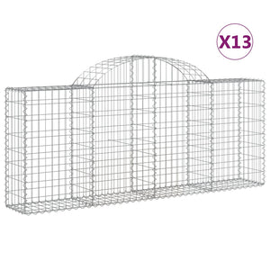 Gabionen mit Hochbogen 13 Stk. 200x30x80/100cm Verzinktes Eisen
