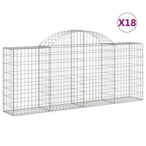 Gabionen mit Hochbogen 18 Stk. 200x30x80/100cm Verzinktes Eisen