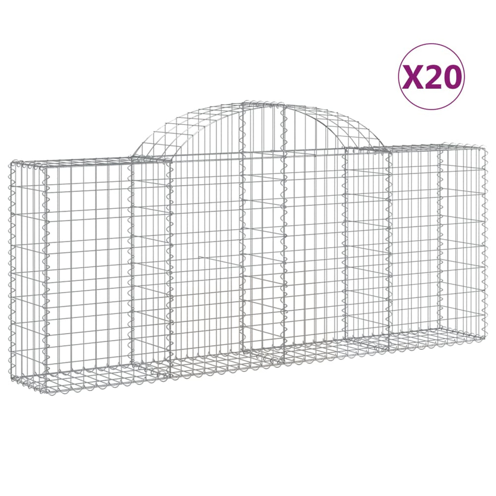 vidaXL Gabions with Arch 20 pcs 200x30x80/100cm Galvanized Iron