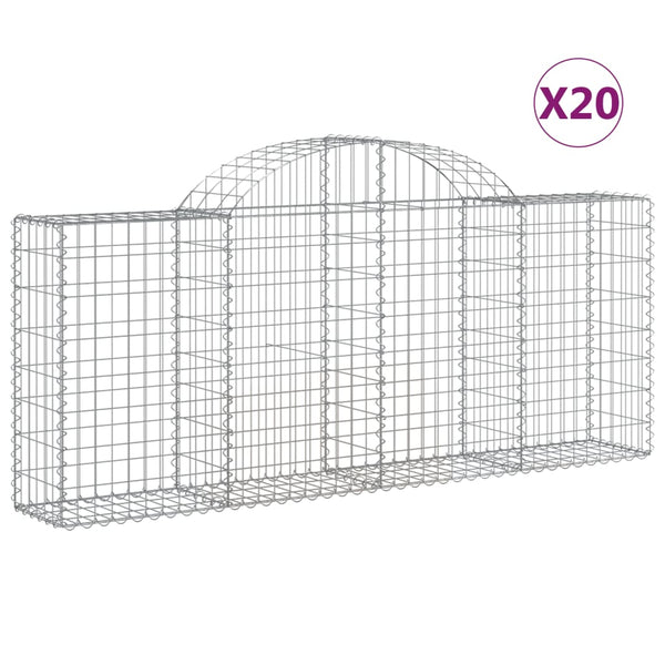 Gabionen mit Hochbogen 20 Stk. 200x30x80/100cm Verzinktes Eisen