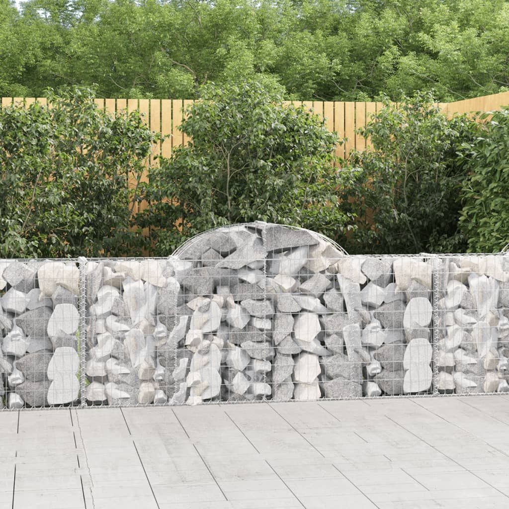 Gabionen mit Hochbogen 20 Stk. 200x30x80/100cm Verzinktes Eisen