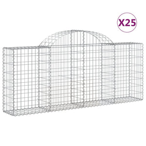 Gabionen mit Hochbogen 25 Stk. 200x30x80/100cm Verzinktes Eisen