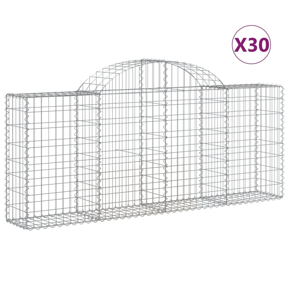 vidaXL Gabions with Arch 30 pcs. 200x30x80/100cm Galvanized Iron