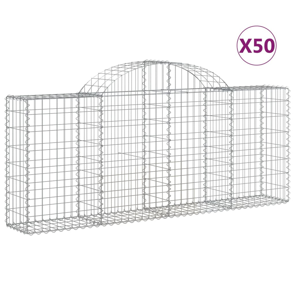 vidaXL Gabions with Arch 50 pcs. 200x30x80/100cm Galvanized Iron