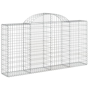 Gabionen mit Hochbogen 4 Stk. 200x30x100/120cm Verzinktes Eisen