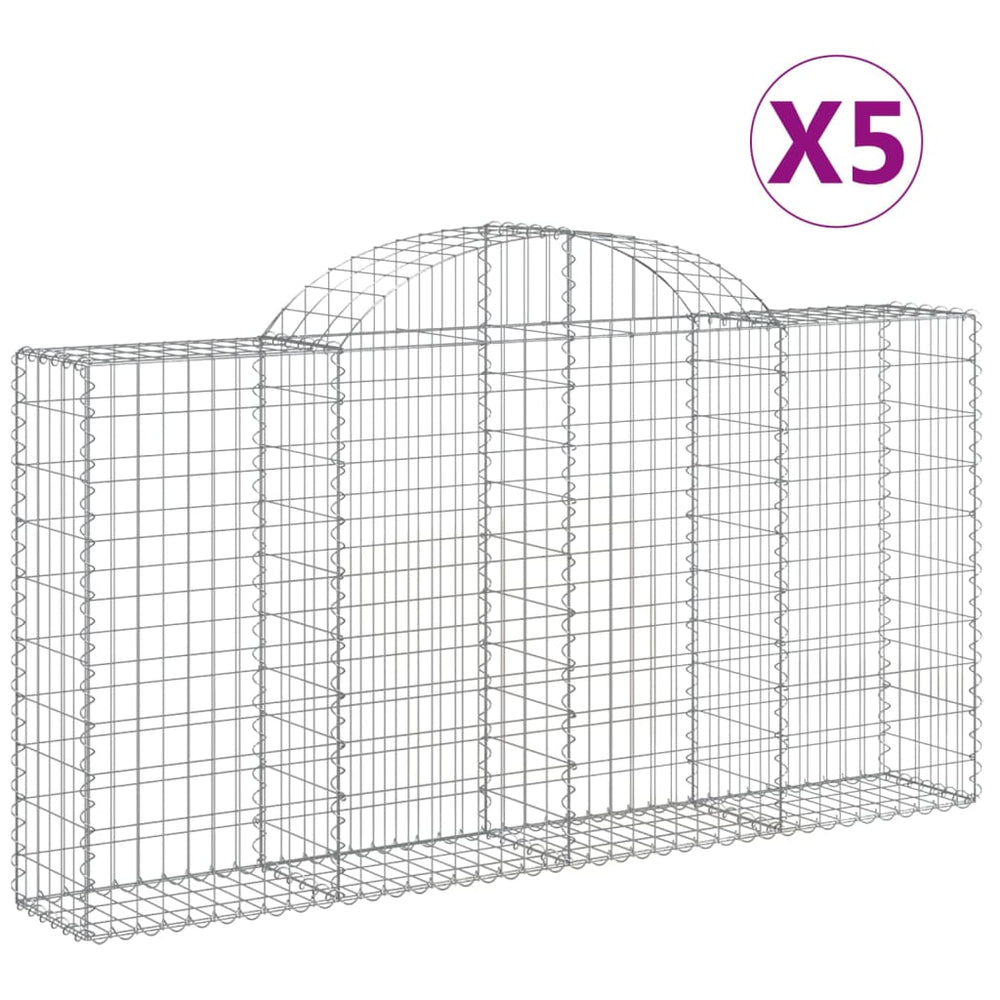 vidaXL Gabions with Arched Top 5 pcs. 200x30x100/120cm Galvanized Iron