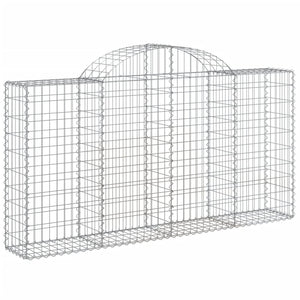 Gabionen mit Hochbogen 7 Stk. 200x30x100/120cm Verzinktes Eisen
