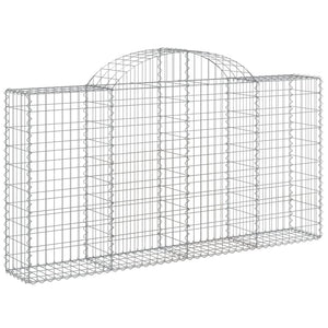Gabionen mit Hochbogen 10Stk. 200x30x100/120cm Verzinktes Eisen
